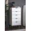 Commode blanche moderne, panneau de particules recouvert de mélamine à 100%, 19,7 po x 41,3 po x 15,7 po | Design scandinave avec poignée en métal | Solution de rangement durable et élégante pour la chambre à coucher ou le salon-439519919
