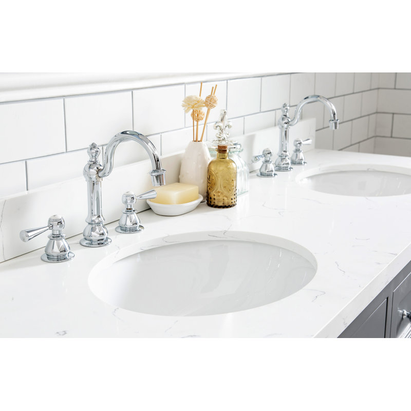 Meuble-lavabo de comptoir en quartz 72 po avec robinet Bernardo Bernardo, Gris cachemire, Crochet, 60"