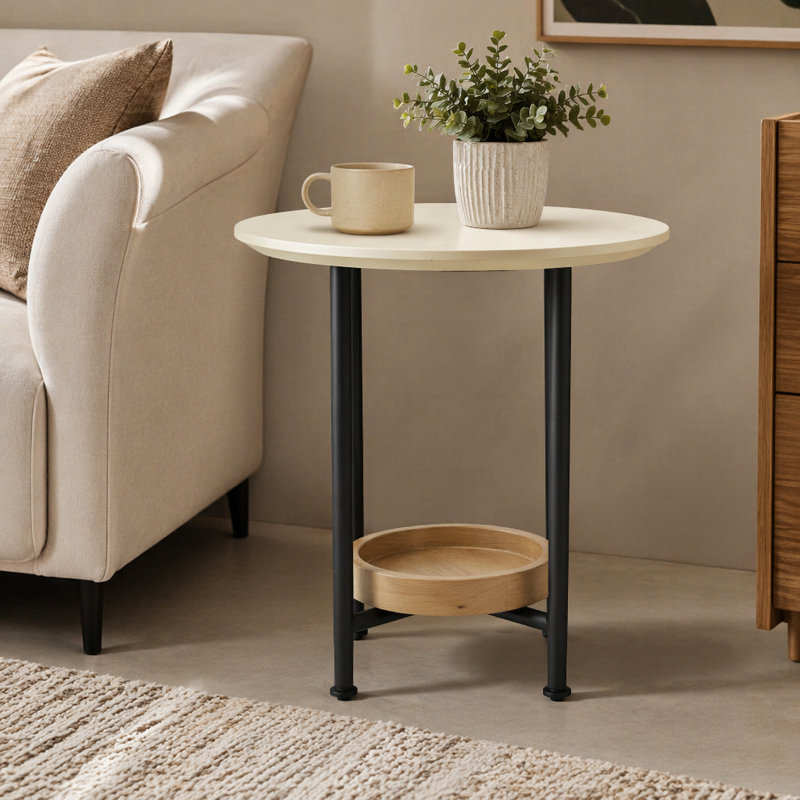 Table de bout, 21" H x 20" W x 20" D, Natural / White+Natural