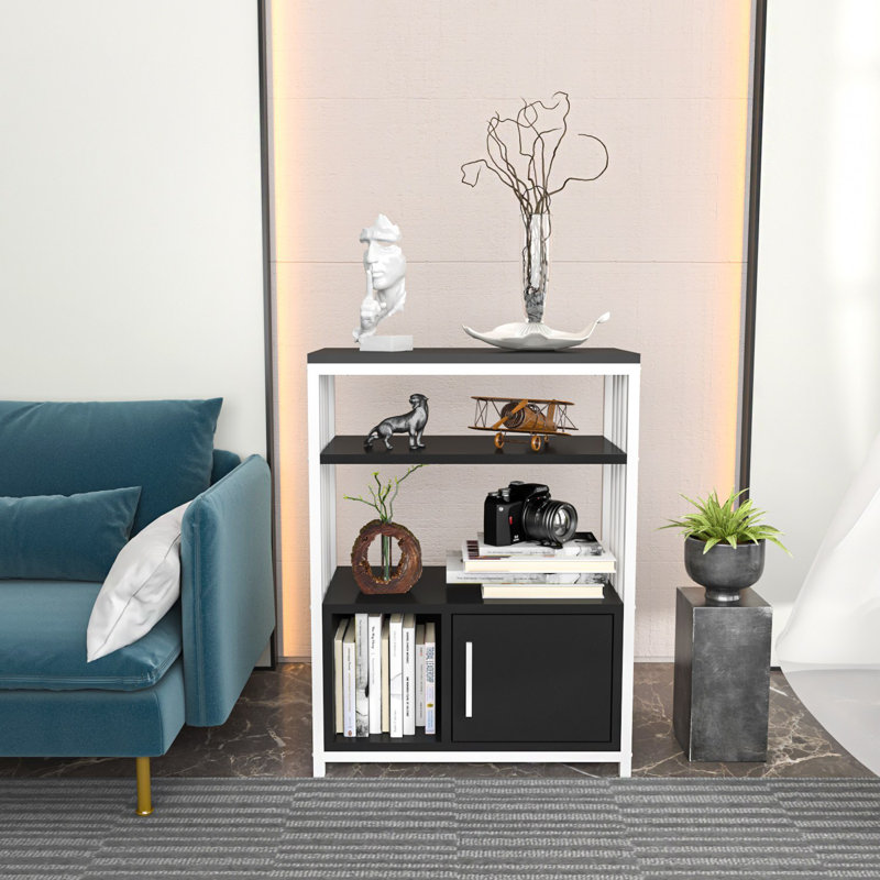 Modern Bookshelf, Anthracite & White, 23.6 x 31.5 x 11.6 inches | 100% Melamine Coated Particle Board, Thickness: 0.7 inches | Stylish & Functional Storage Solution for Home or Office | Elegant Design