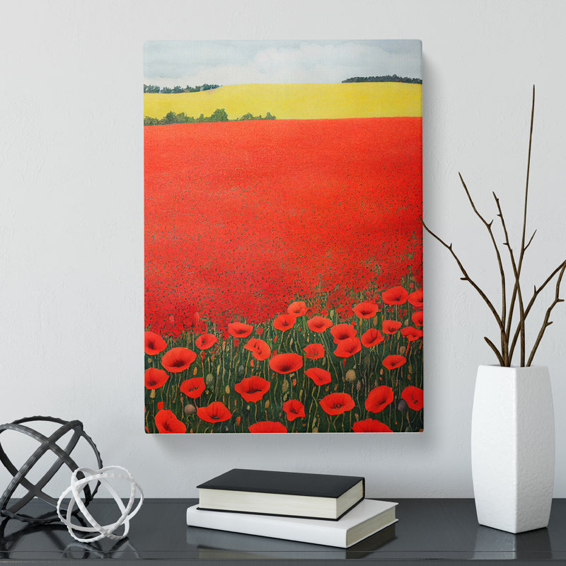 Watercolour Poppy Field Vol.2 - Wrapped Canvas, 76cm H x 50cm W x 3cm D