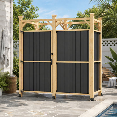 2-in-1 Outdoor Shower Enclosure with Changing Room, Freestanding Privacy Shower Stall for Backyard Poolside, Garden & Outdoor Bathing