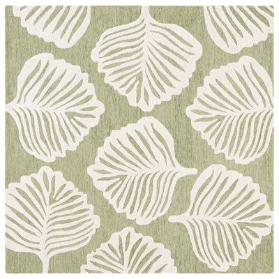 Meranda Blossom Hand Tufted Wool Cotton Floral Rug in Green/White