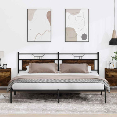 Bed Frame Without Mattress Smoked Oak Engineered Wood