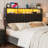  California King Headboard Only With Storage, Adjustable Height, Velvet Upholstered Cal King Head Board With Led Lights & Charging Station, Modern Freestanding Headboard, Easy Assembly, Black-667575262-667575249