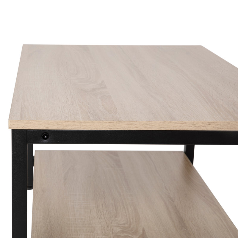 Driftwood and Black Metal Rectangular Coffee Table with Shelf