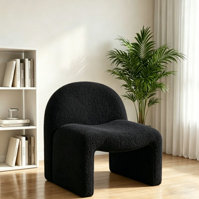 Velvet Upholstered Accent Chair with Solid Wood
