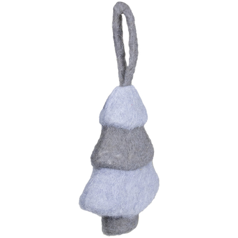 Ornement d'arbre de Noël en feutre gris et bleu 5,75 po