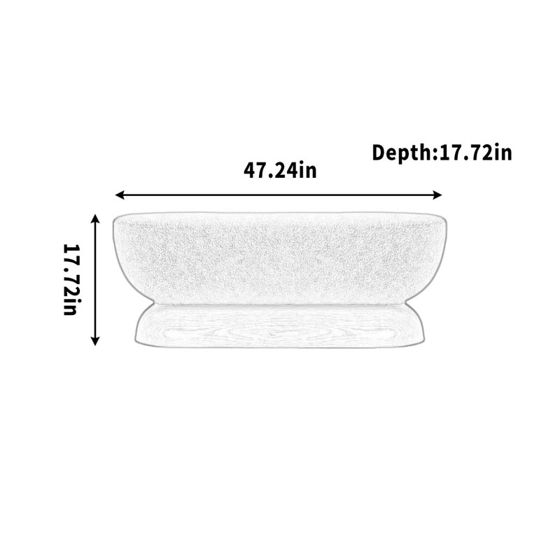 Coussin de canapé en bois massif, Crème, crème, H 17,72 po x l 47,24 po x P 17,72 po