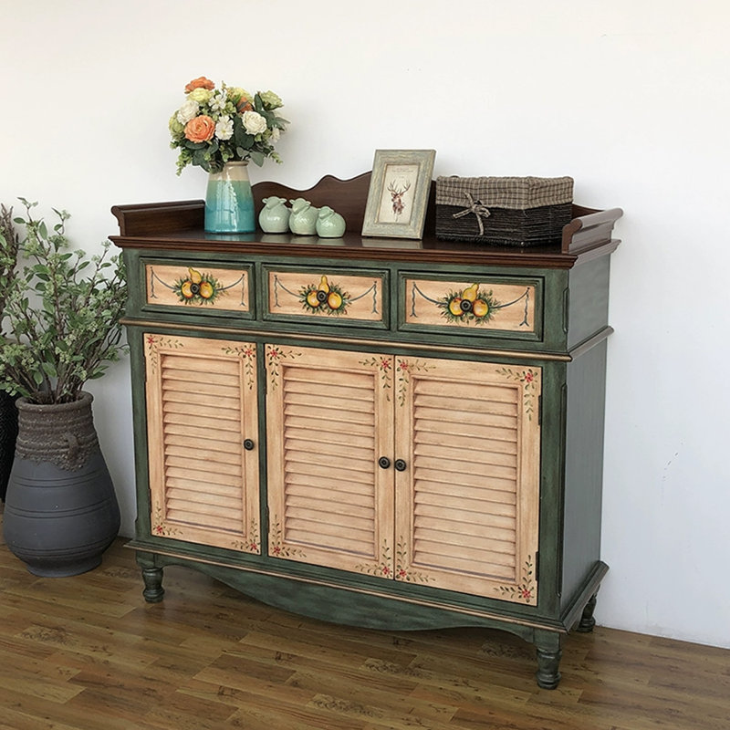 Green Solid Wood Shoe Storage Bench