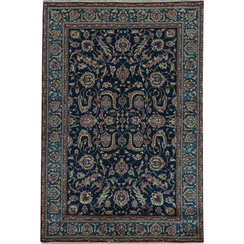 Sona Wool Oriental Area Rug in Navy/Blue