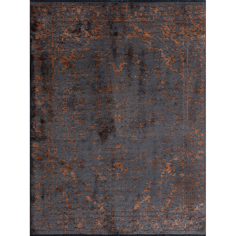 Rapture Black/Orange Abstract Luxury Area Rug, Rectangle 7'10" x 11'2"