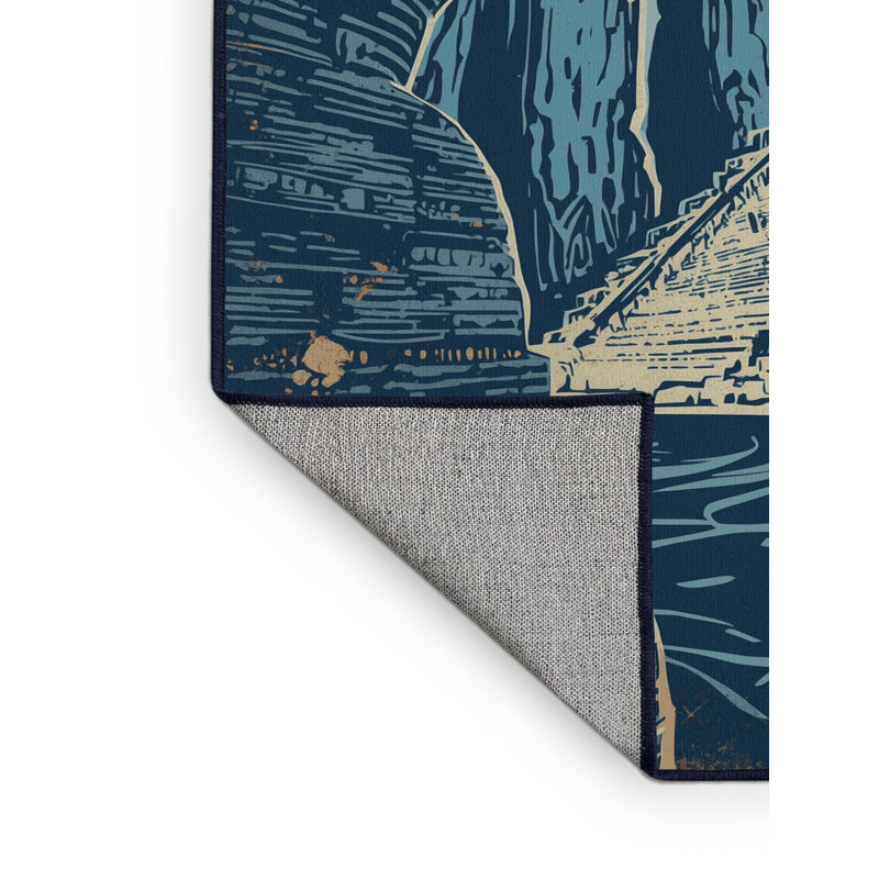 Tapis gris à motif de blocs rustiques lavables à la machine Paitlyn, 4x6
