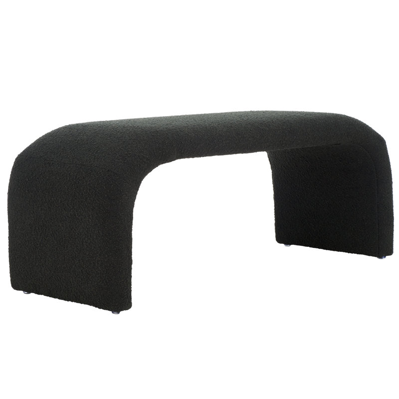 Andee Velvet Upholstered Bench, Black Boucle
