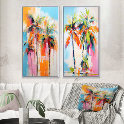 Palm Tree Wall Art 2Piece Canvas Set  Palm Trees Palm