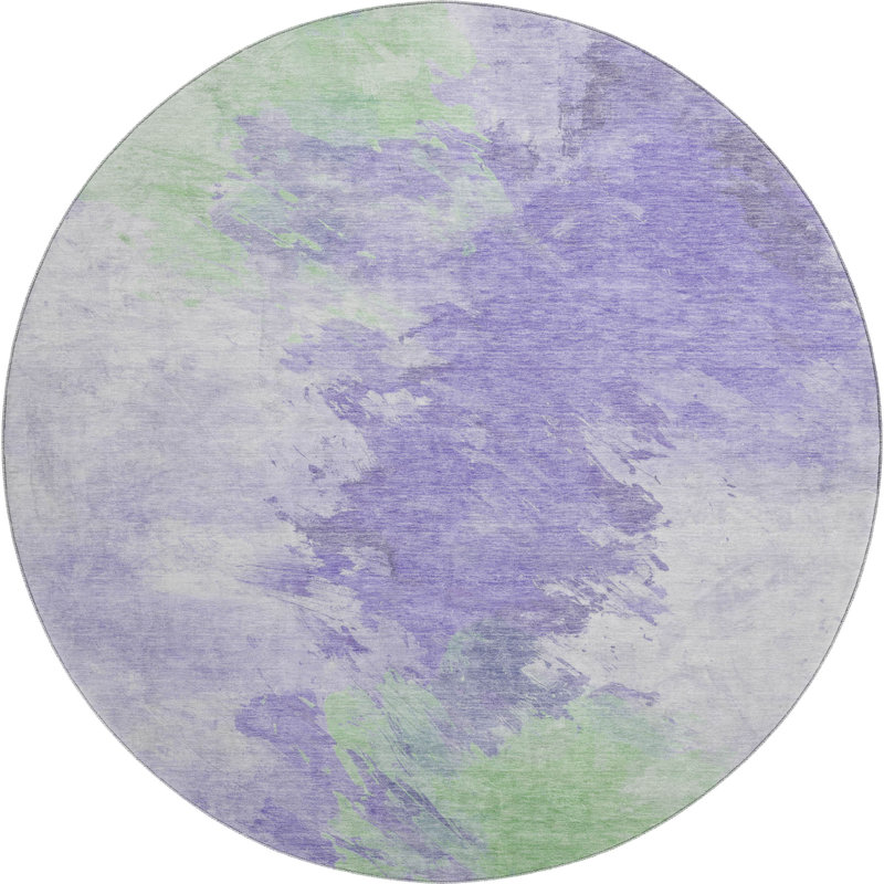Premium Machine Washable Slesnick AMF1675 Abstract Rug, Round 8'