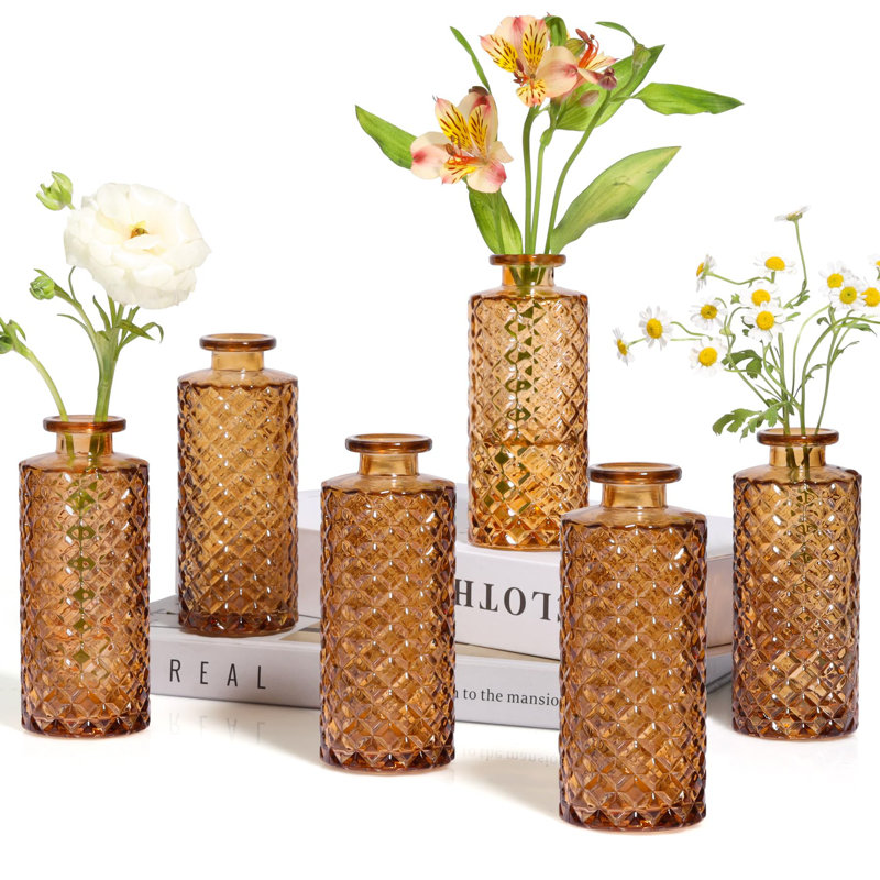 Derick Glass Table Vase - Set of, Amber