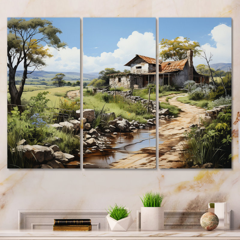 " Dominican Rural Pathways " 3 - Pieces, 28" H x 36" W x 1" D