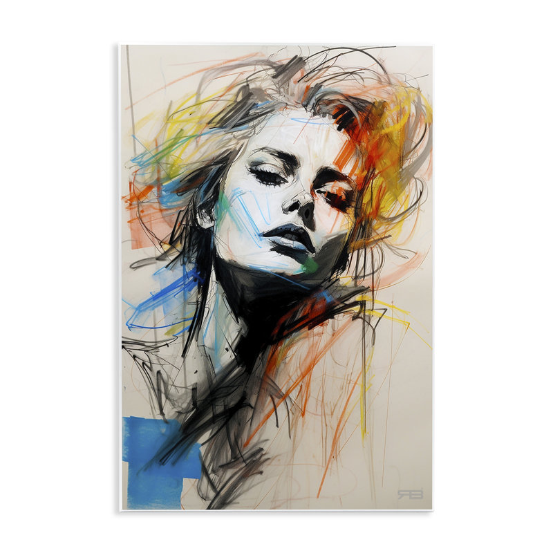 Art chaotique sur bois par Roozbeh Bahramali, H 15 po x l 10 po