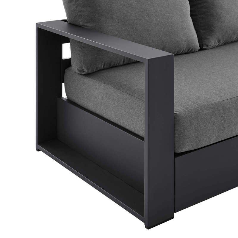  Tahoe Outdoor Patio Powder-Coated Aluminum Sofa, Grey, Charcoal