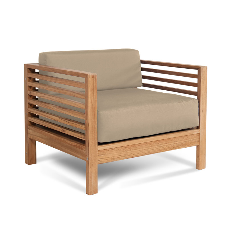 Amblewood Summer Teak Outdoor Club Chair, Fawn, Natural Sanded