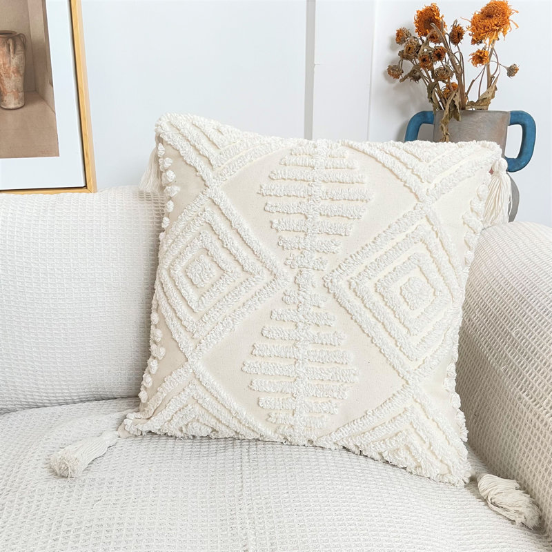Mandan White Square Scatter Cushion Pillow Cover