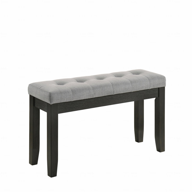 1-Piece Contemporary Style Style Bench In Gray Finish Fabric Upholstered Upholstered Design Tufted Tapered Wood Legs