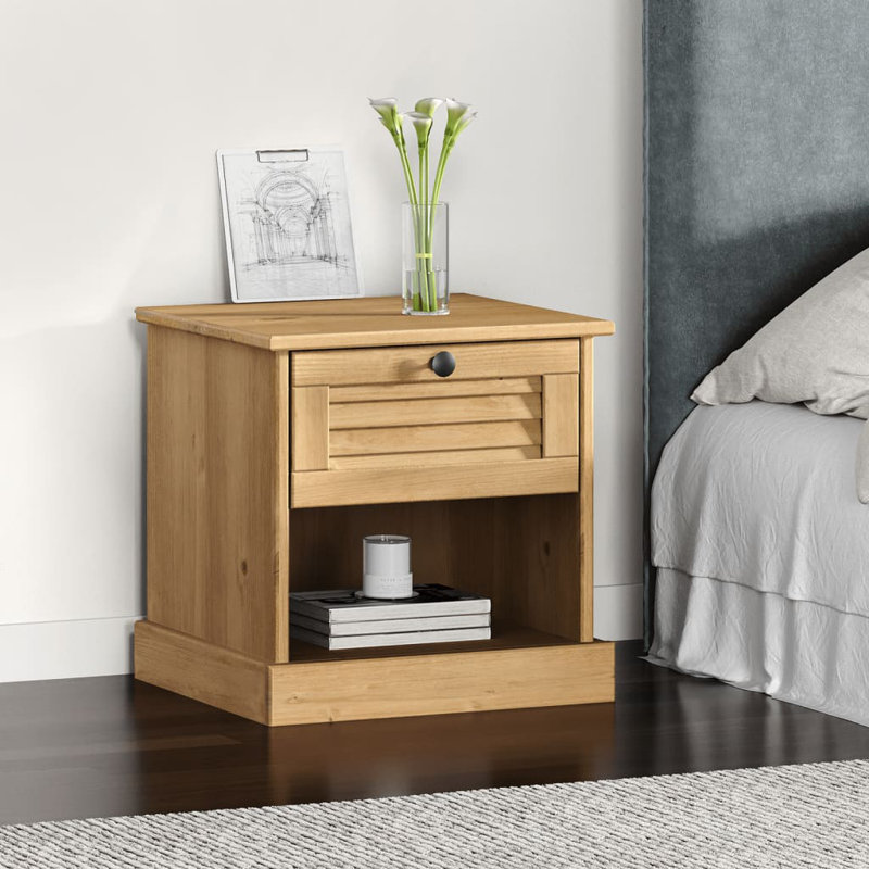 Hurhula Bedside Cabinet VIGO 42x35x42 cm Solid Wood Pine, Brown