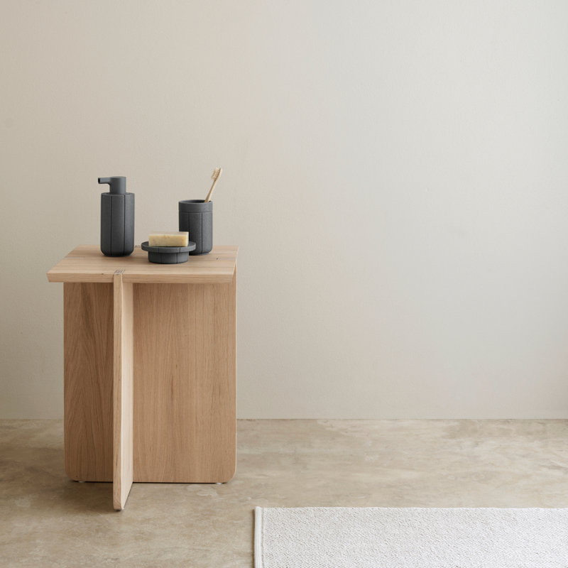 ENGAWA Black Oak Stool, Natural White