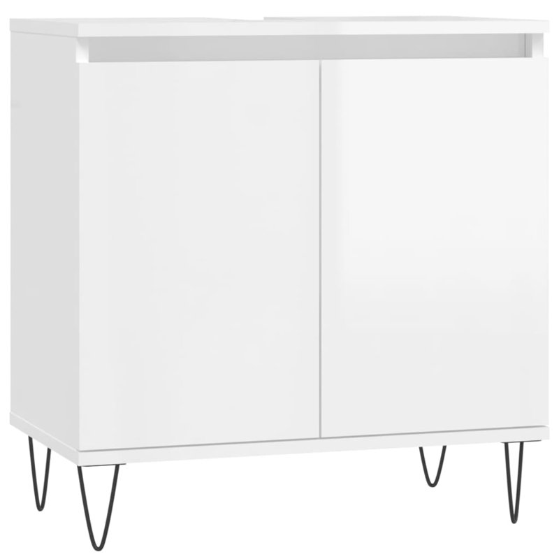 Obadiah Floor Mounted Bathroom Cabinet, High Gloss White