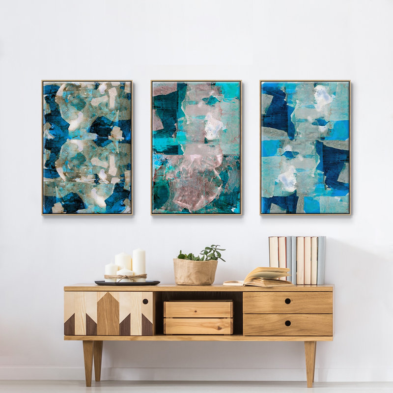 «Impasto I», reproduction sur toile 3 pièces, H 40 po x l 90 po x P 2 po, Naturel