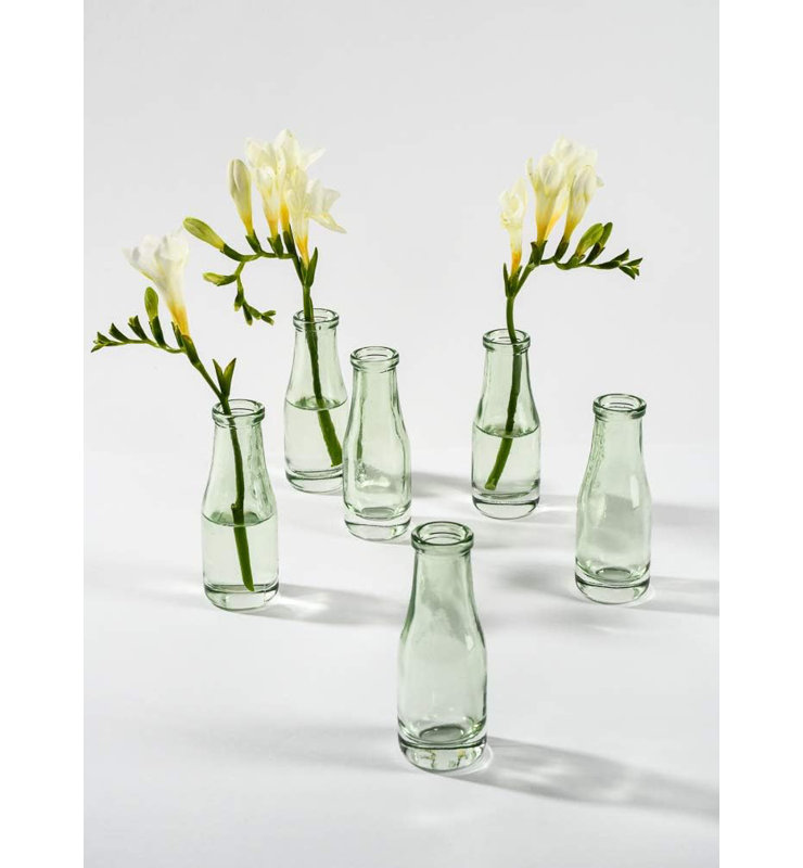 Periheli Green Indoor / Outdoor Glass Table Vase Set, 3.75" H x 2.25" W x 2.25" D, 6