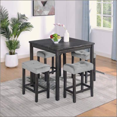 Dining Table, Bar Table And Chairs Set, 5 Piece Dining Table Set, Industrial Breakfast Table Set, For Living Room, Dining Room, Game Room