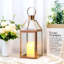 25cm High Stainless Steel Candle Lantern (Rose Gold)