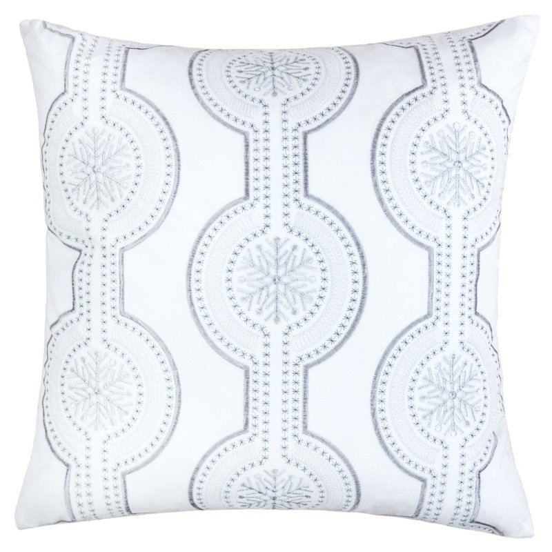 Burnt Orange Damask Embroidered Throw Pillow – Boho Geometric Cushion, White