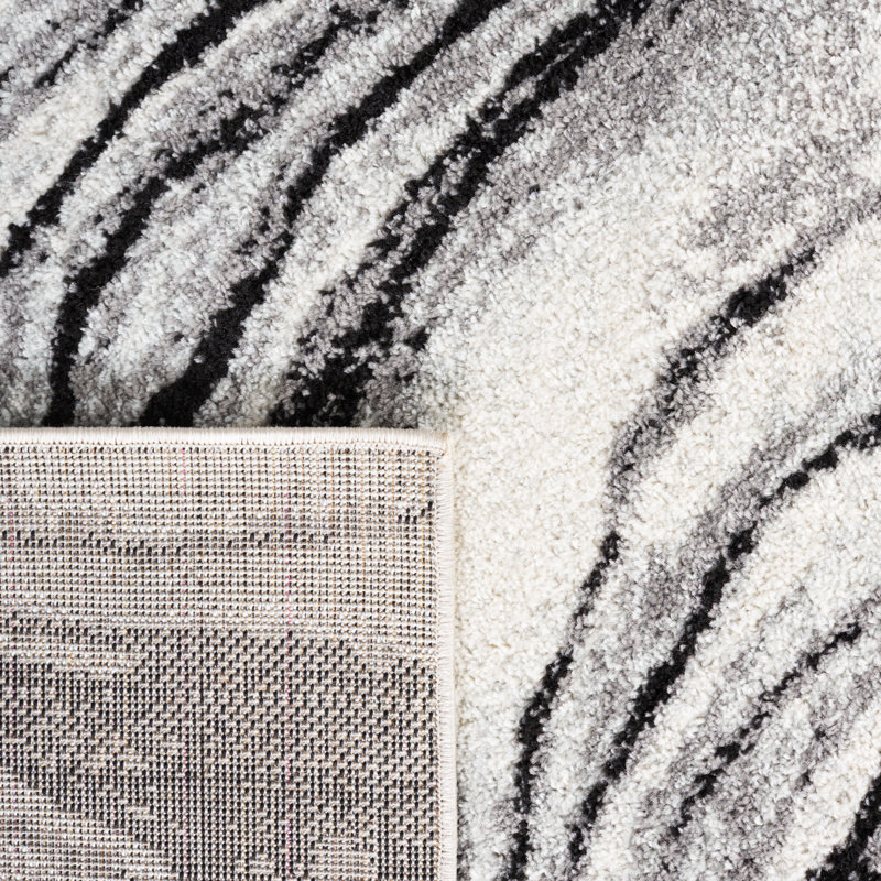 Tapis ivoire / noir Tulum 275, Rectangle 4 pi x 6 pi
