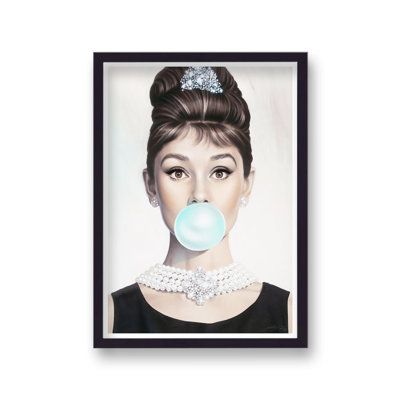 Audrey Hepburn Bubble Gum Pop Art - Single Picture Frame Painting