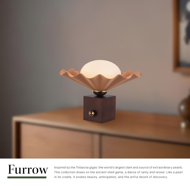 Furrow 9-in Red Table Lamp, Green