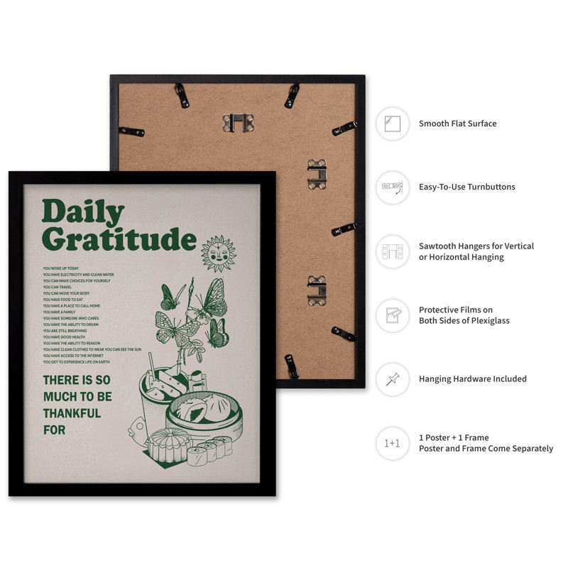 Daily Gratitude, Black Framed, Poster, 08"H x 10"W