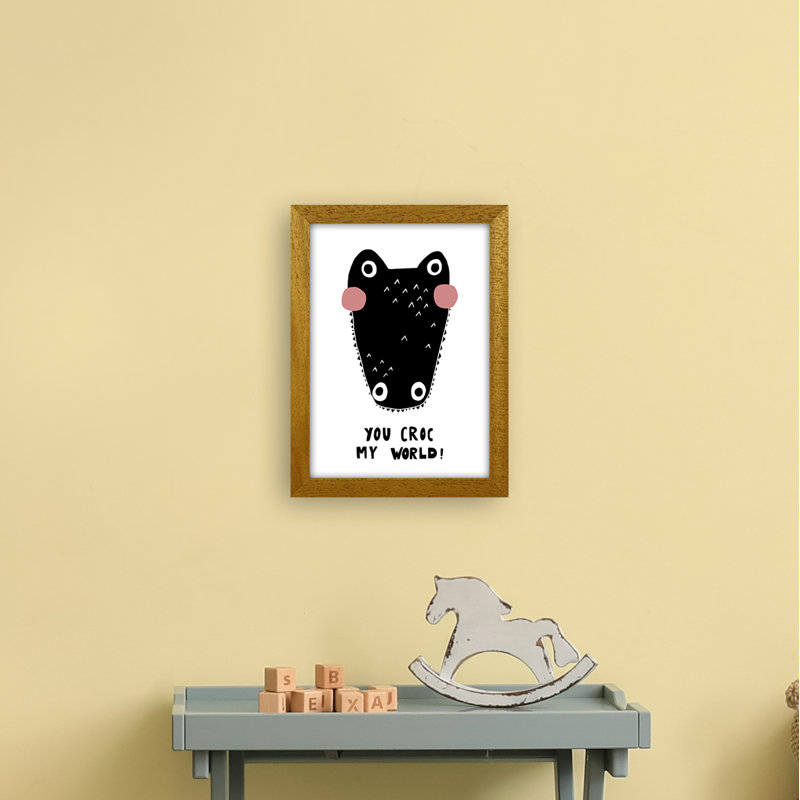 Croc by Miniofmine - Print, 34cm H x 25cm W x 3cm D, Brown Framed