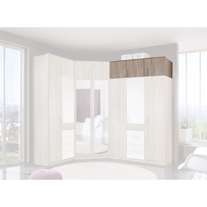 Arango 135cm Solid Wood Closet System, Alpine white, Rough-cut oak
