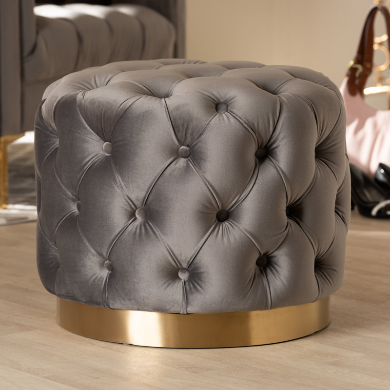 Repose-pieds capitonné Kylaya Glam, gris