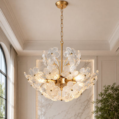 6 - Light 18.7'' Glass Petal Empire Modern Chandelier
