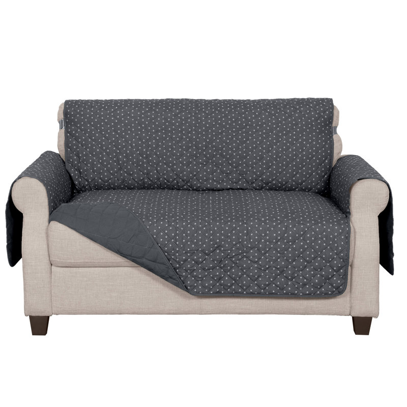 Box Cushion Armchair Slipcover, Gray Polyester