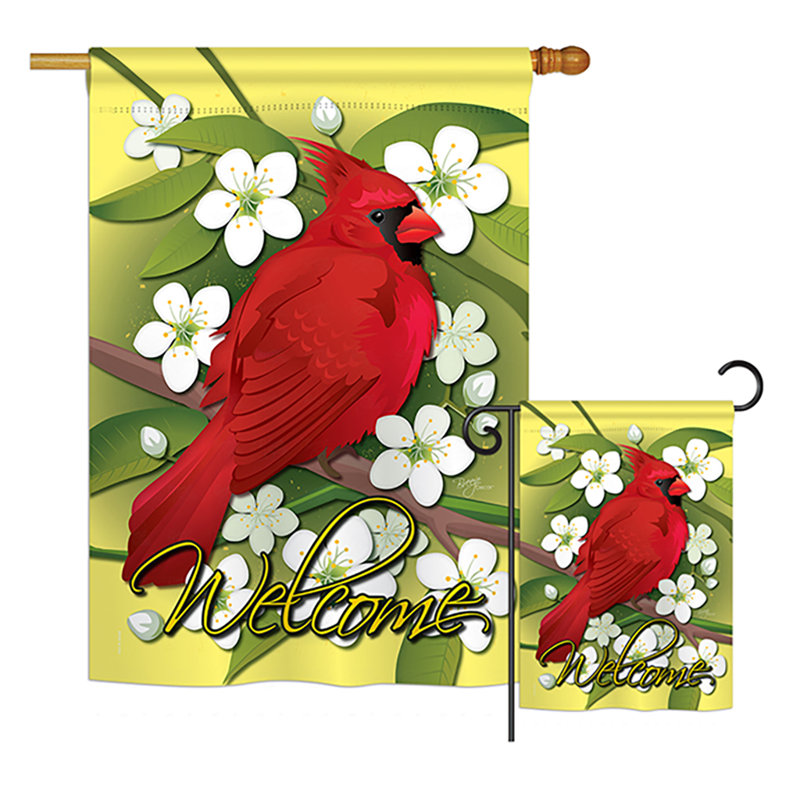 Polyester à 2 côtés Cardinal Friends Birds 40 x 28 po