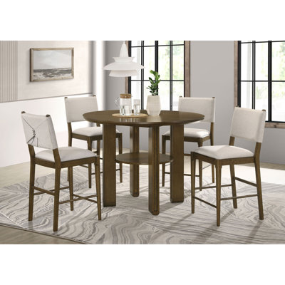 Crispin Brown 5-Piece Round Counter Height Dining Room Set