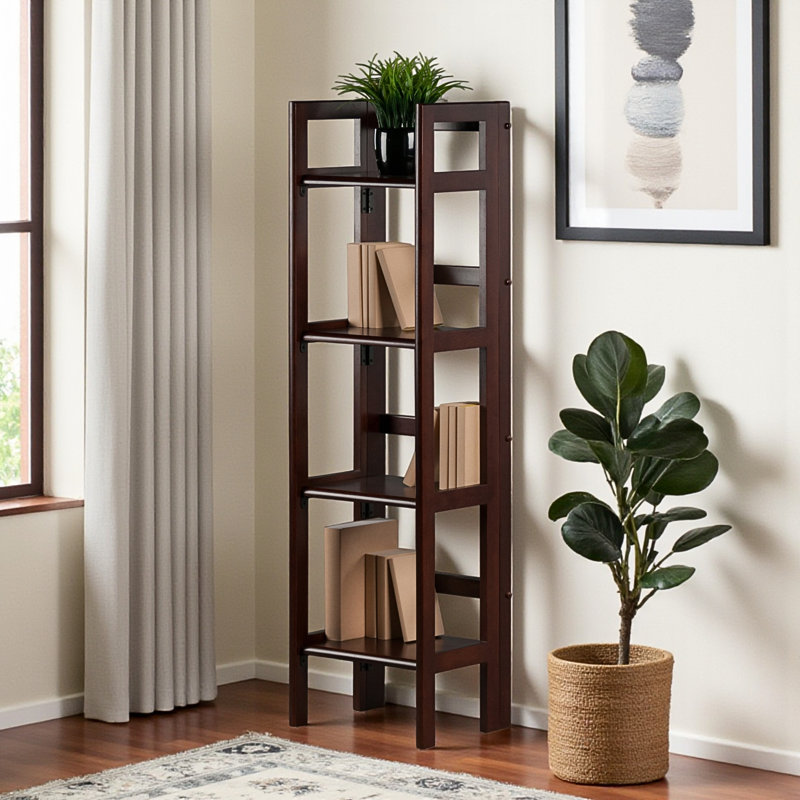 Macon Brown Freestanding Foldable Shelf with Narrow Tiers, 51.06'' H X 13.81'' W X 11.12'' D, Brown