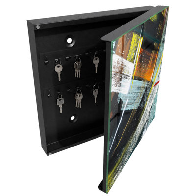 Key cabinet, Opens to the right, 30x30x5, White, An energetic mix of colors and shapes, 