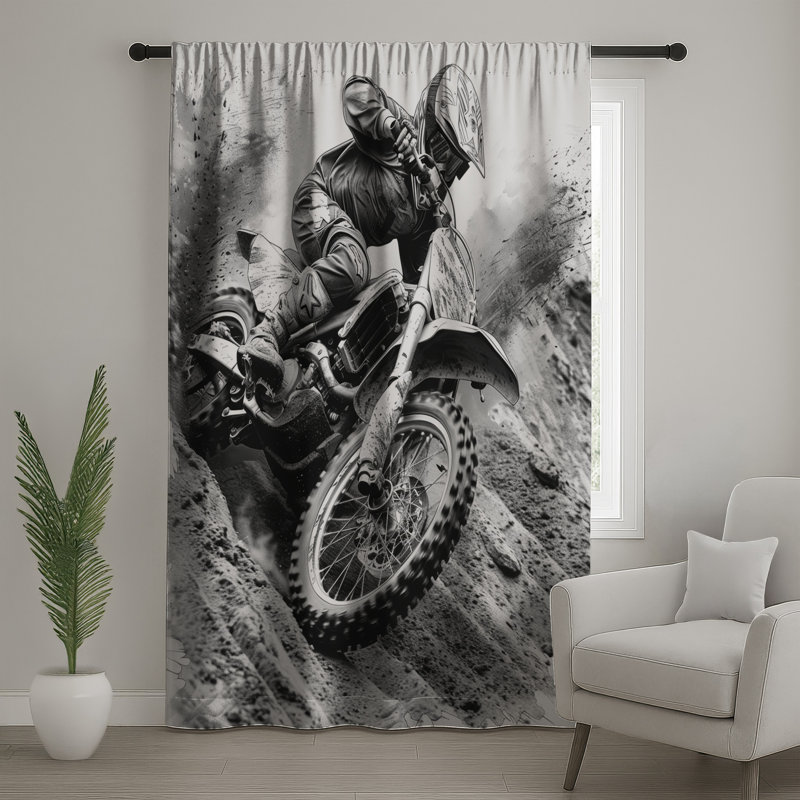 Rideaux de fenêtre Motocross, 50 po x 80 po - 1 panneau, Transparent