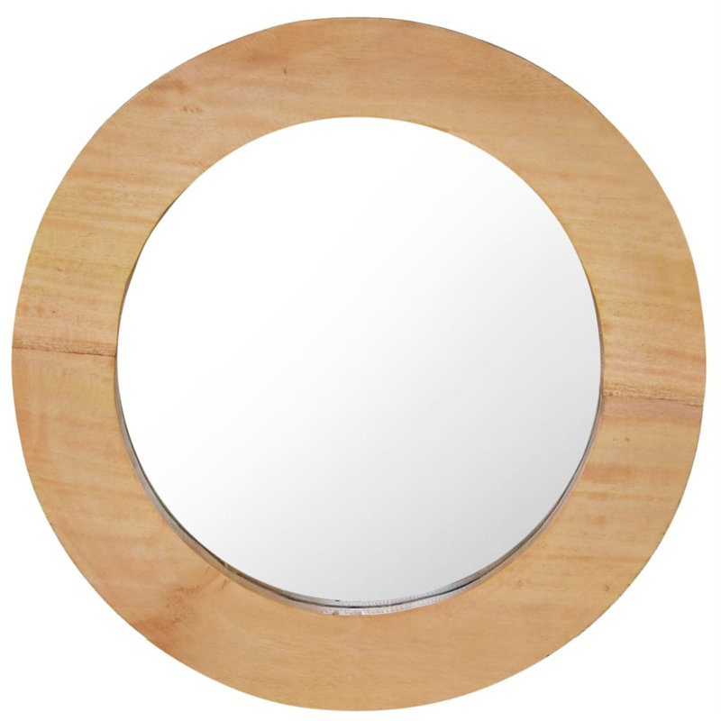 Decorative Mirror Wall Mirror Bathroom Mirror Solid Teak Wood Round, 23.6" x 23.6"
